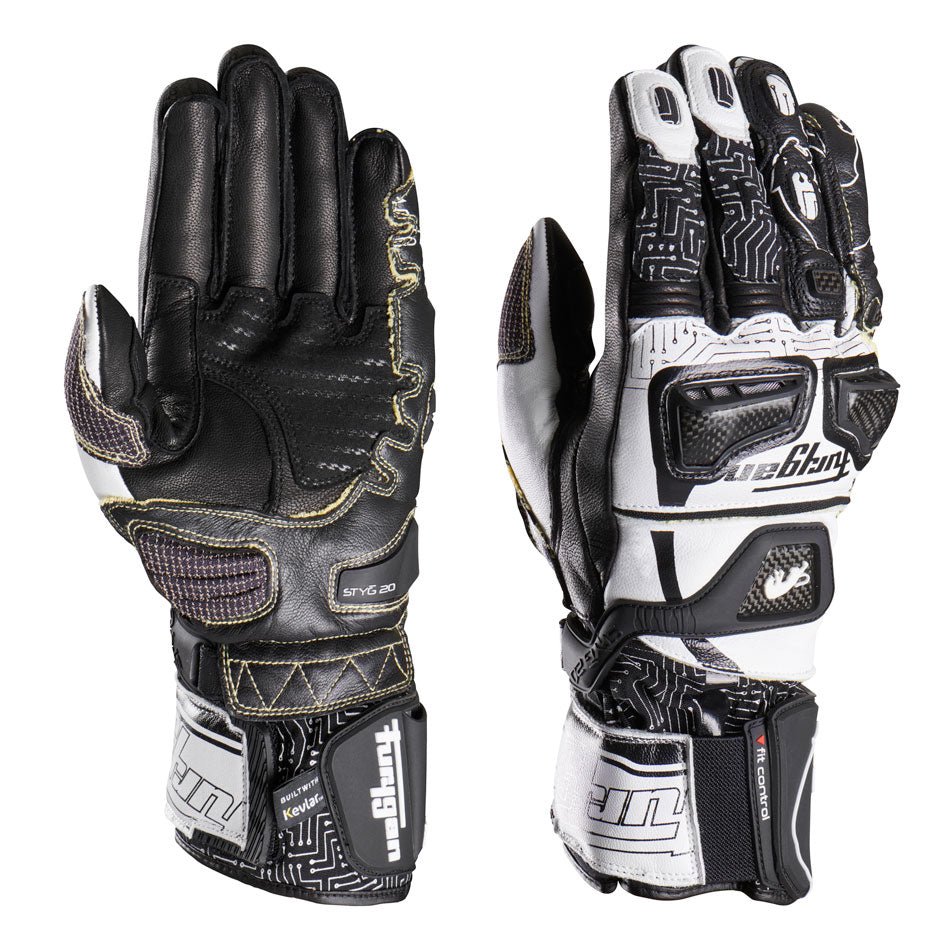 Gants Moto Furygan STYG20 X KEVLAR® Blanc - Noir — Certifié CE - LE PRATIQUE DU MOTARD