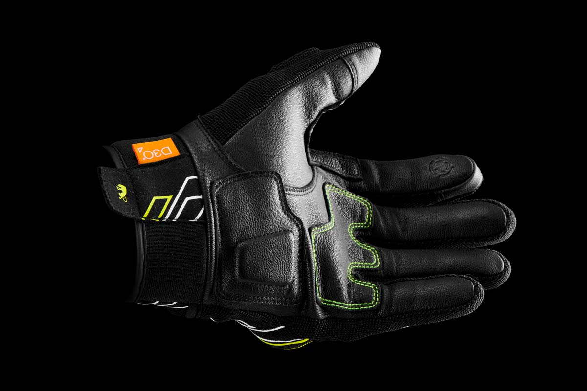 Gants Moto Furygan JET NEON D3O® Noir - Blanc - Jaune stab — Certifié CE - LE PRATIQUE DU MOTARD