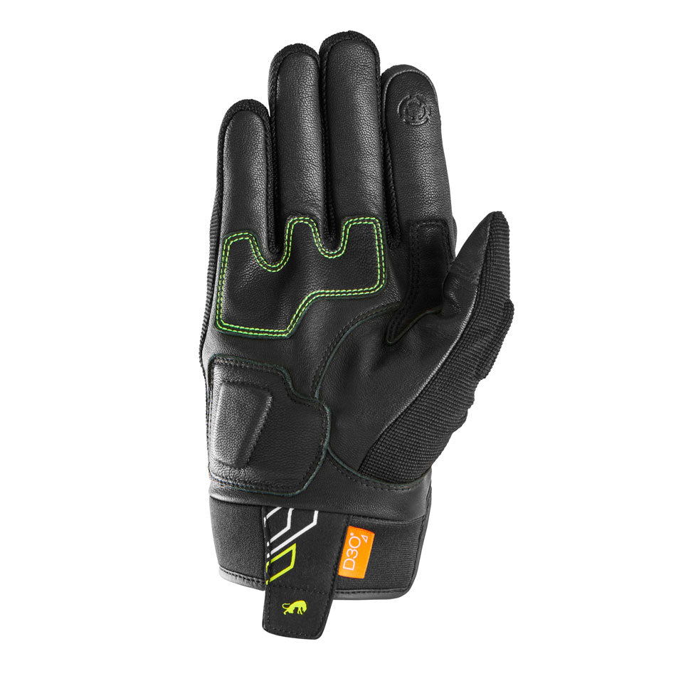 Gants Moto Furygan JET NEON D3O® Noir - Blanc - Jaune stab — Certifié CE - LE PRATIQUE DU MOTARD