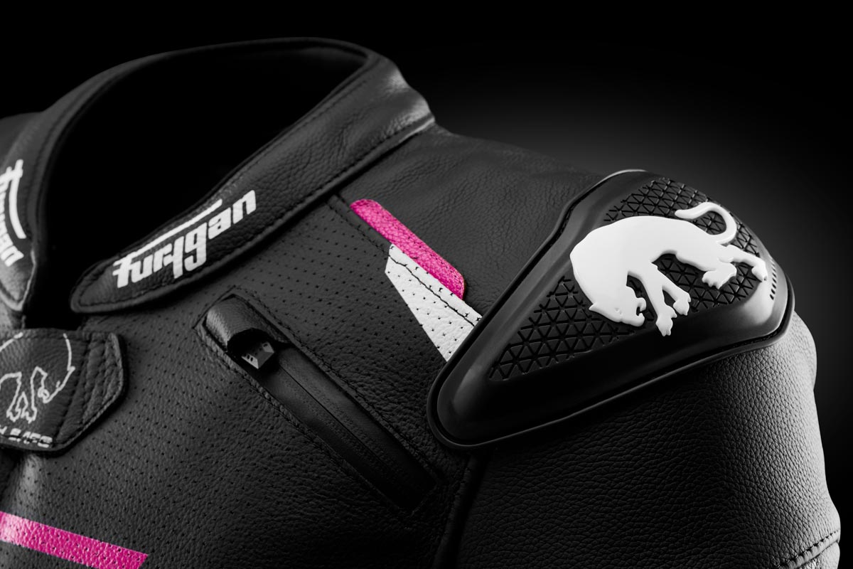 Blouson Moto Furygan RAPTOR LADY — Protection CE Niveau AAA Noir - Blanc - Rose - LE PRATIQUE DU MOTARD