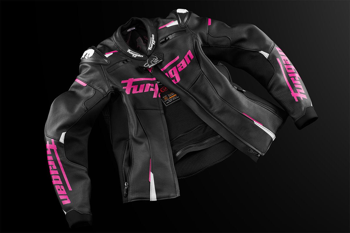 Blouson Moto Furygan RAPTOR LADY — Protection CE Niveau AAA Noir - Blanc - Rose - LE PRATIQUE DU MOTARD