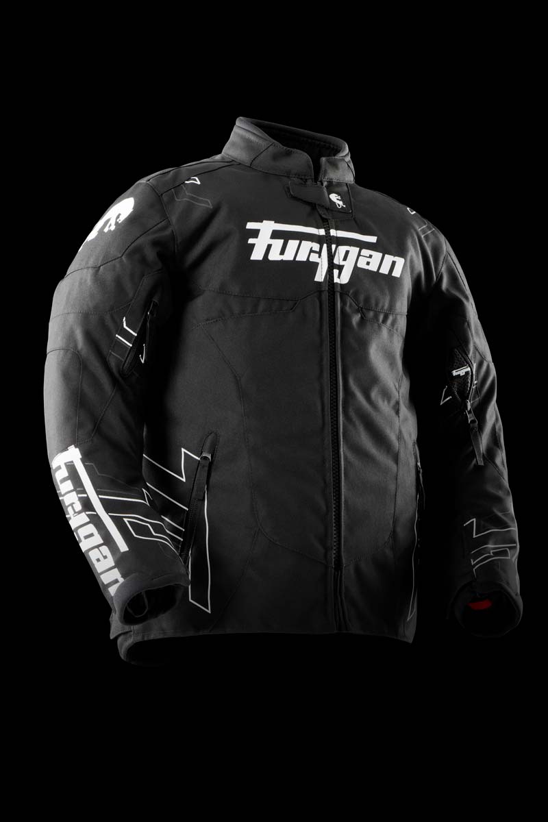 Blouson Moto Furygan NEON KID — Protection CE Niveau AA Noir - Blanc - Anthracite - LE PRATIQUE DU MOTARD
