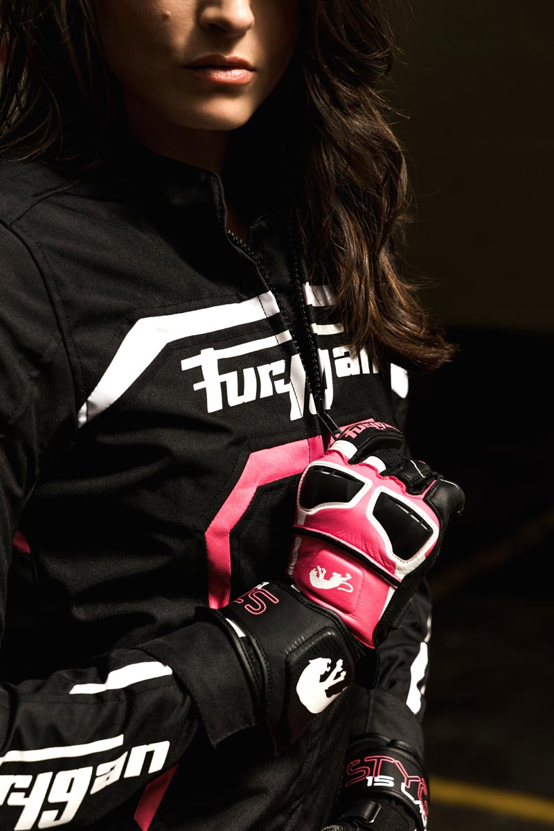 Blouson Moto Furygan MYSTIC EVO VENTED — Protection CE Niveau A Noir - Blanc - Rose - LE PRATIQUE DU MOTARD