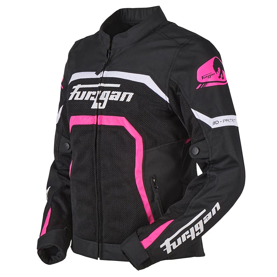 Blouson Moto Furygan MYSTIC EVO VENTED — Protection CE Niveau A Noir - Blanc - Rose - LE PRATIQUE DU MOTARD
