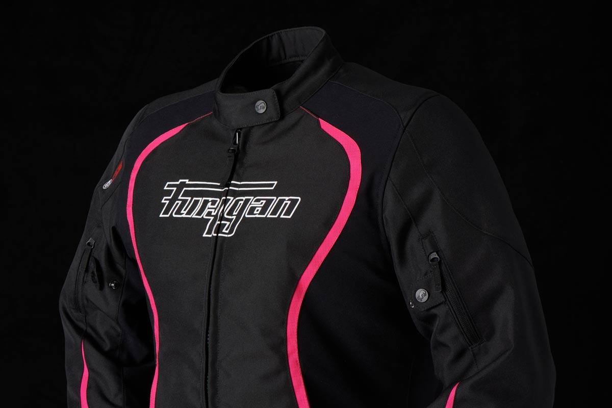 Blouson Moto Furygan ODESSA — Protection CE Niveau AA Noir - Blanc - Rose - LE PRATIQUE DU MOTARD