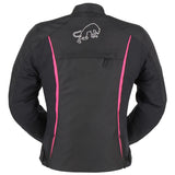 Blouson Moto Furygan ODESSA — Protection CE Niveau AA Noir - Blanc - Rose - LE PRATIQUE DU MOTARD