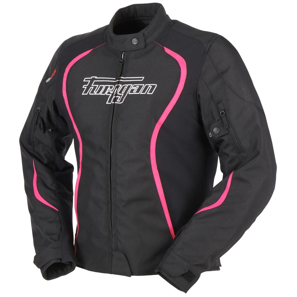 Blouson Moto Furygan ODESSA — Protection CE Niveau AA Noir - Blanc - Rose - LE PRATIQUE DU MOTARD