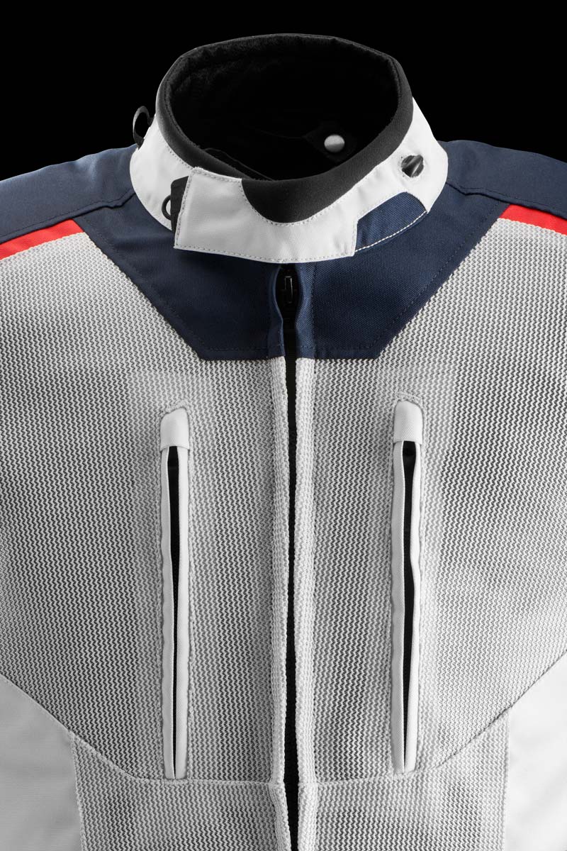 Blouson Moto Furygan BROOKS VENTED+ — Protection CE Niveau A Bleu - Pearl - Rouge - LE PRATIQUE DU MOTARD