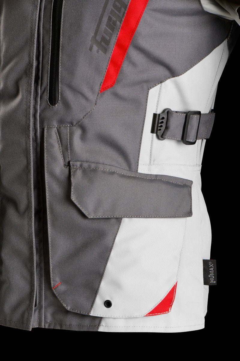 Blouson Moto Furygan APALACHES LADY EVO — Protection CE Niveau AA Gris - Pearl - Rouge - LE PRATIQUE DU MOTARD