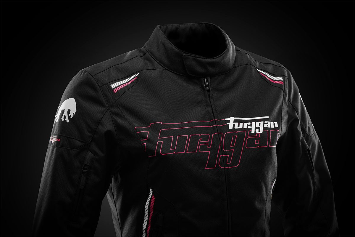 Blouson Moto Furygan AGATA — Protection CE Niveau AA Noir - Blanc - Rose - LE PRATIQUE DU MOTARD