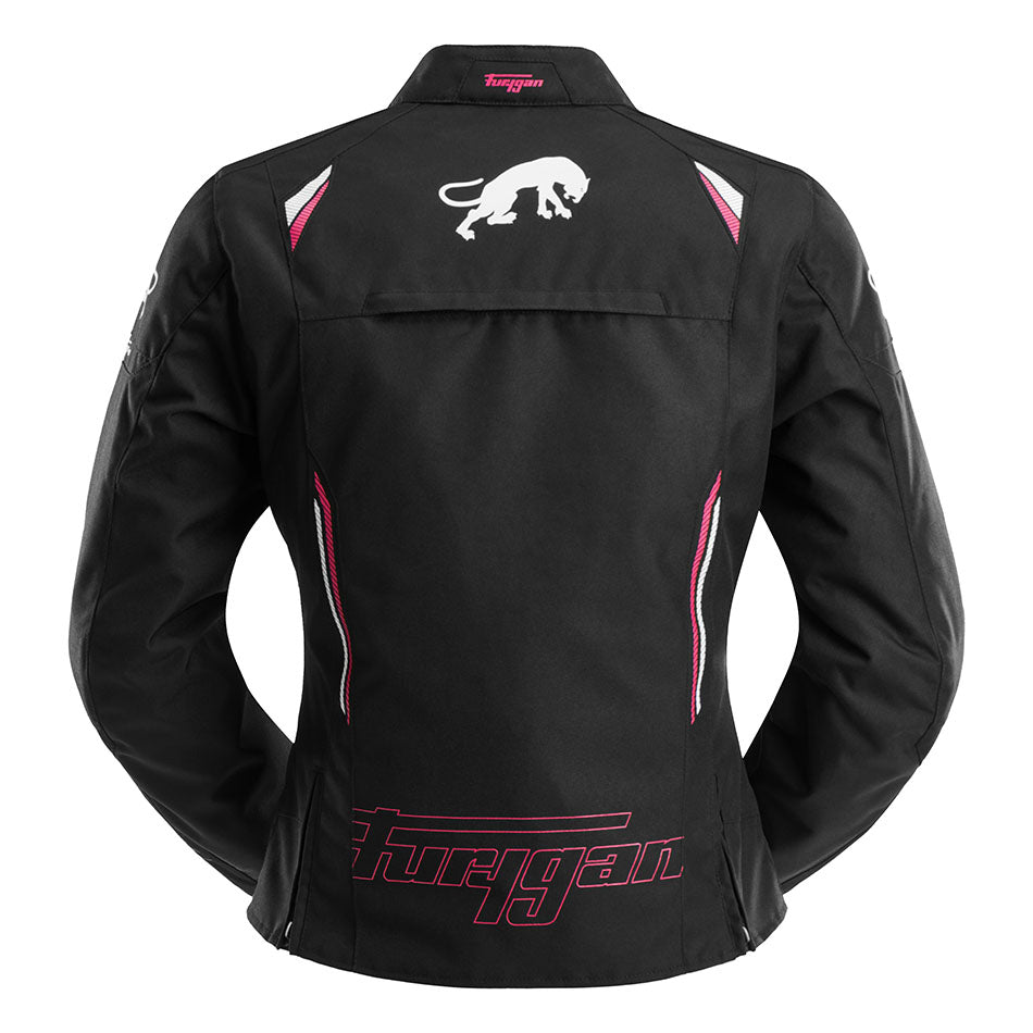 Blouson Moto Furygan AGATA — Protection CE Niveau AA Noir - Blanc - Rose - LE PRATIQUE DU MOTARD
