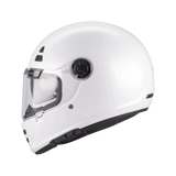 Casque intégral MT café racer blanc nacré de profil, ligne arrondie et écran solaire