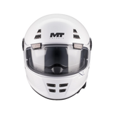 Casque intégral homologué ECE 22-06 blanc nacré de face, ventilations mentonnière ajourées