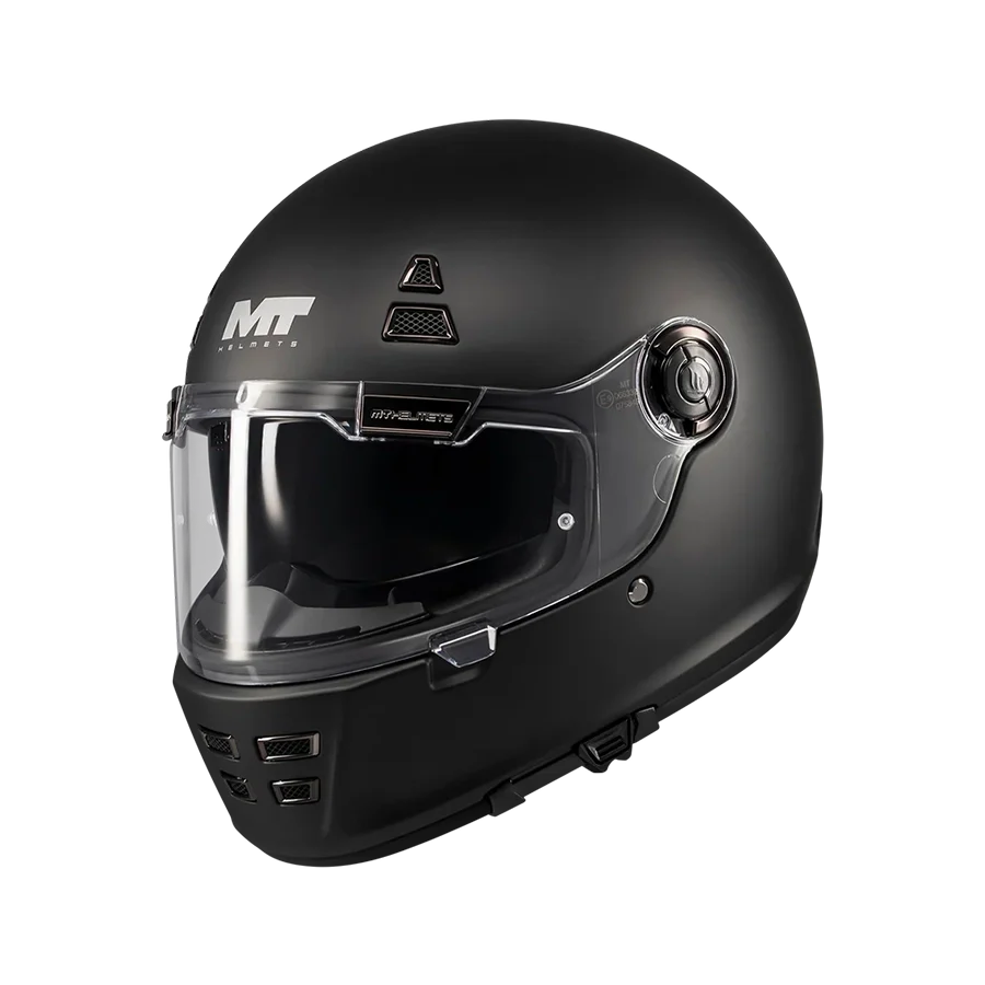 Casque intégral rétro MT Jarama SV Noir Mat — vue 3/4 — Le Pratique du Motard