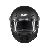 Casque intégral homologué ECE 22-06 noir mat de face, ventilations mentonnière ajourées