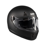 Casque intégral MT café racer noir mat trois-quarts avant, écran panoramique large