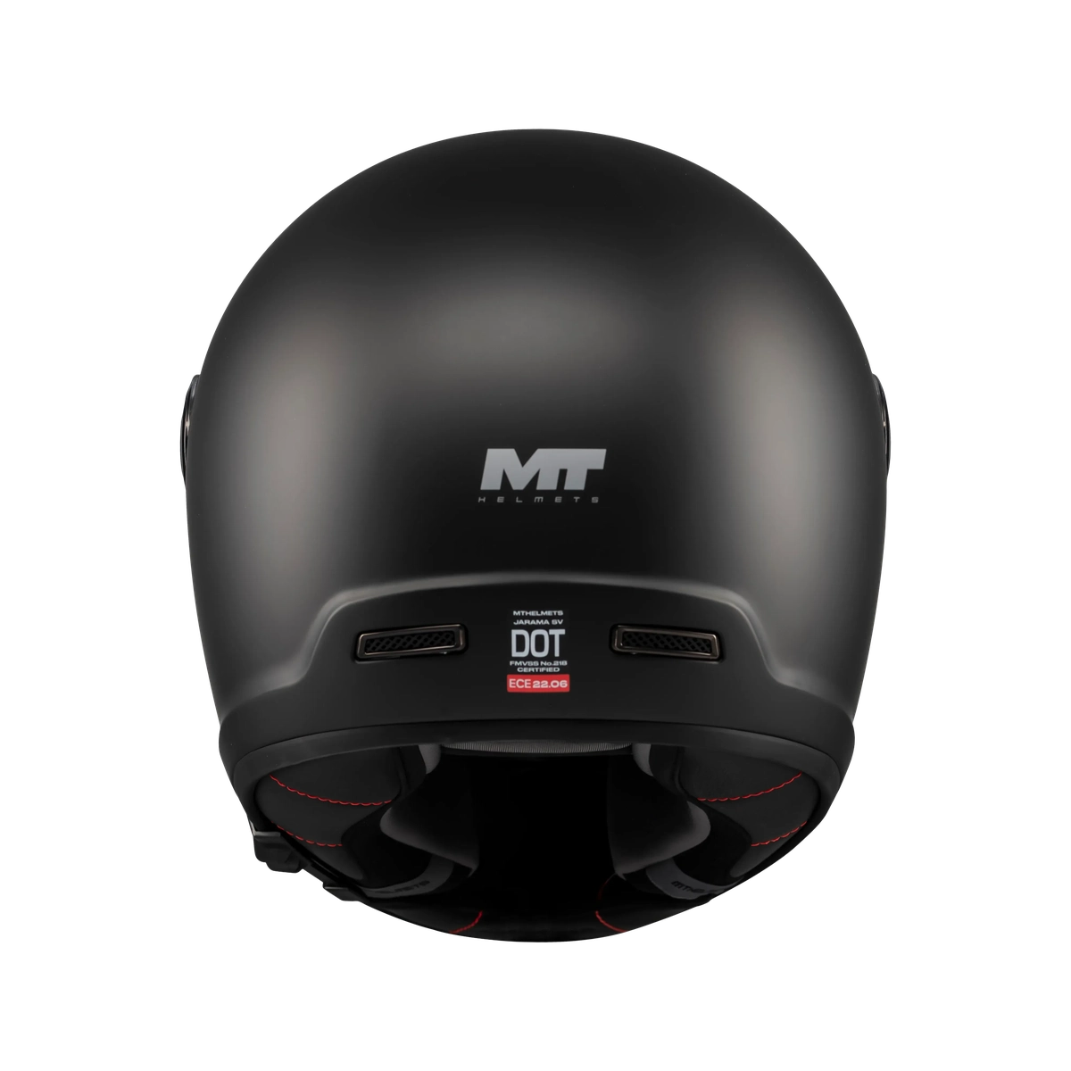 Casque intégral rétro MT Jarama SV Noir Mat — vue du dessus — Le Pratique du Motard