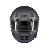 Casque intégral homologué ECE 22-06 gris mat de face, doubles ventilations mentonnière