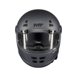 Casque intégral homologué ECE 22-06 gris mat de face, doubles ventilations mentonnière