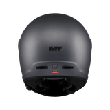 Casque intégral gris mat arrière, extracteurs d'air et étiquette homologation ECE 22-06