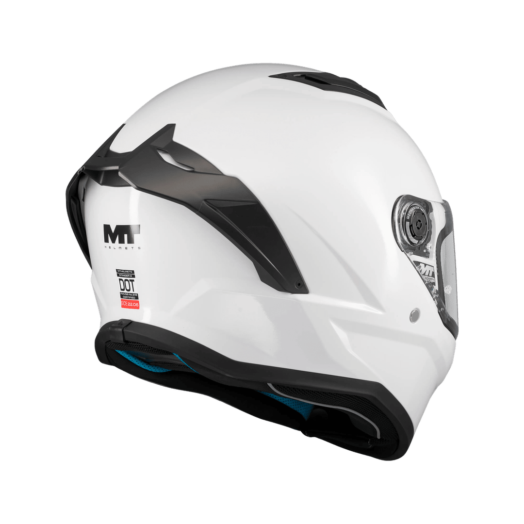 Casque intégral homologué ECE 22-06 Stinger 2 blanc vue arrière trois-quarts ventilations