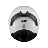 Casque intégral moto blanc vue arrière jugulaire et mousses intérieures Stinger 2