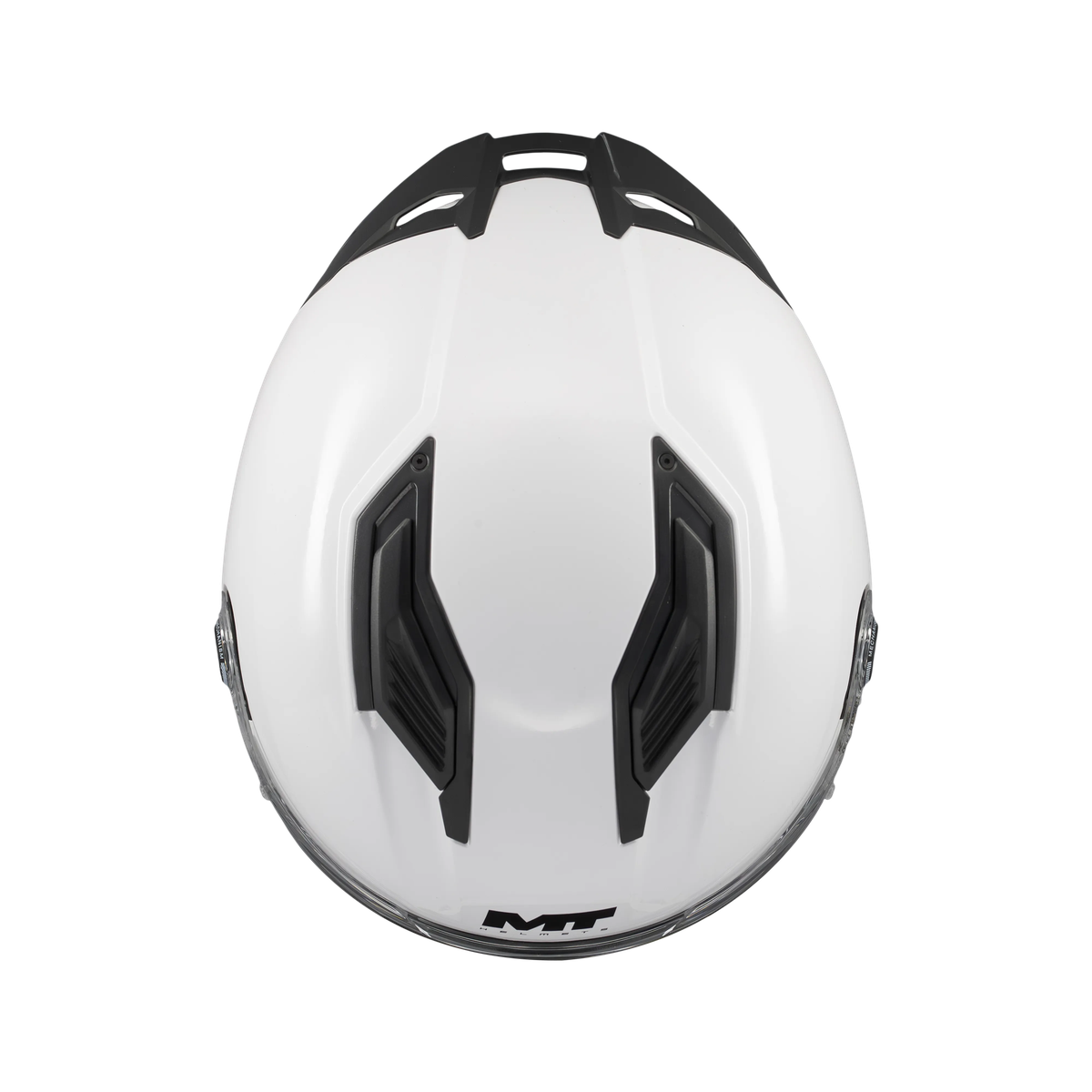 Casque intégral MT Stinger 2 blanc nacré vue de dessus extracteurs de ventilation