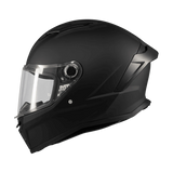 Casque intégral moto MT Stinger 2 noir mat vue de profil gauche visière relevée