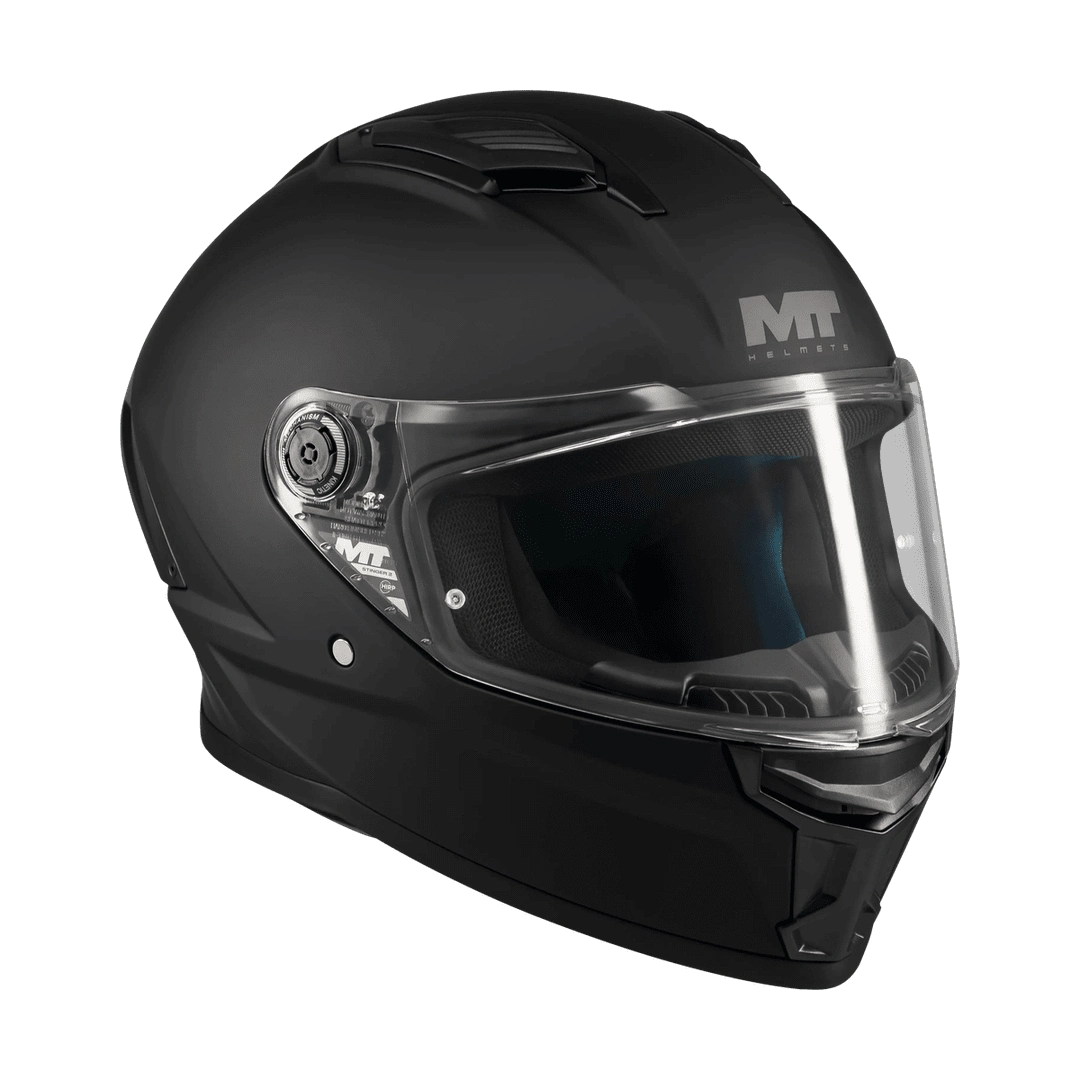 Casque intégral homologué ECE 22-06 Stinger 2 noir mat vue trois-quarts avant