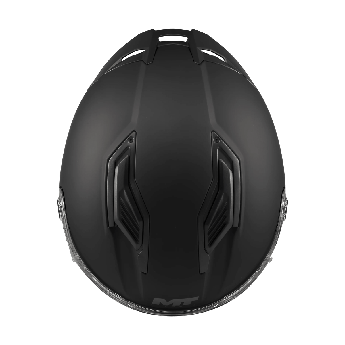 Casque intégral MT Stinger 2 noir mat vue de dessus extracteurs de ventilation