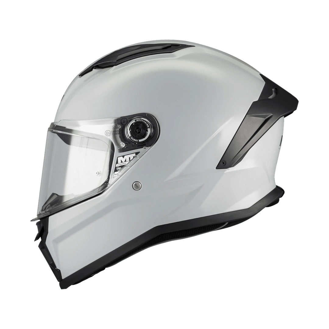Casque intégral moto MT Stinger 2 gris brillant vue de profil visière fermée