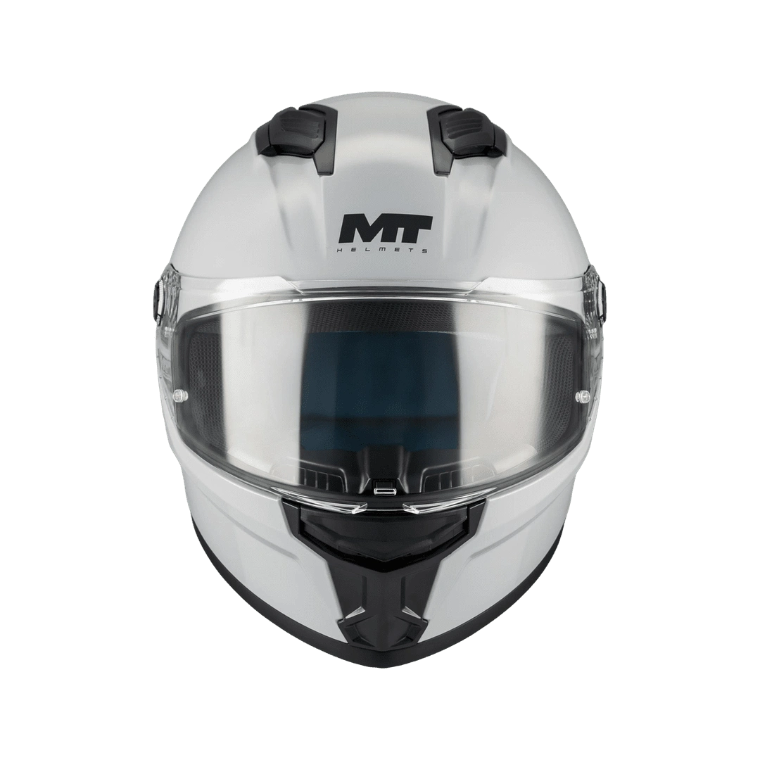 Casque intégral MT Stinger 2 gris brillant vue de face visière fermée