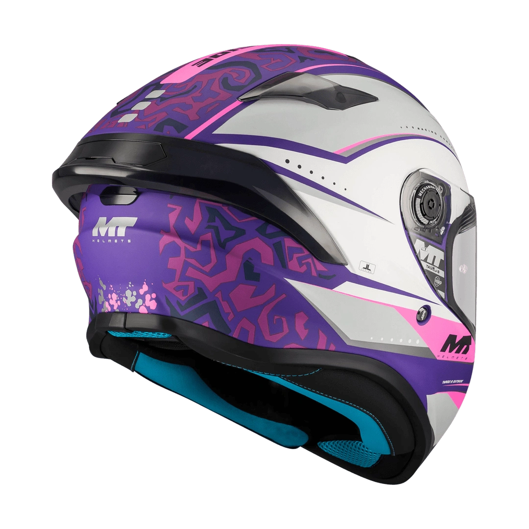 Casque intégral MT Targo S Outside arrière déco graffiti et intérieur bleu
