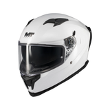 Casque intégral MT Braker SV blanc nacré vue trois-quarts avant visière fermée - LE PRATIQUE DU MOTARD