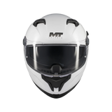 Casque intégral homologué ECE 22-06 MT Braker SV blanc de face, visière et ventilation mentonnière