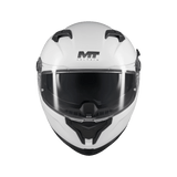 Casque intégral homologué ECE 22-06 MT Braker SV blanc de face, visière et ventilation mentonnière