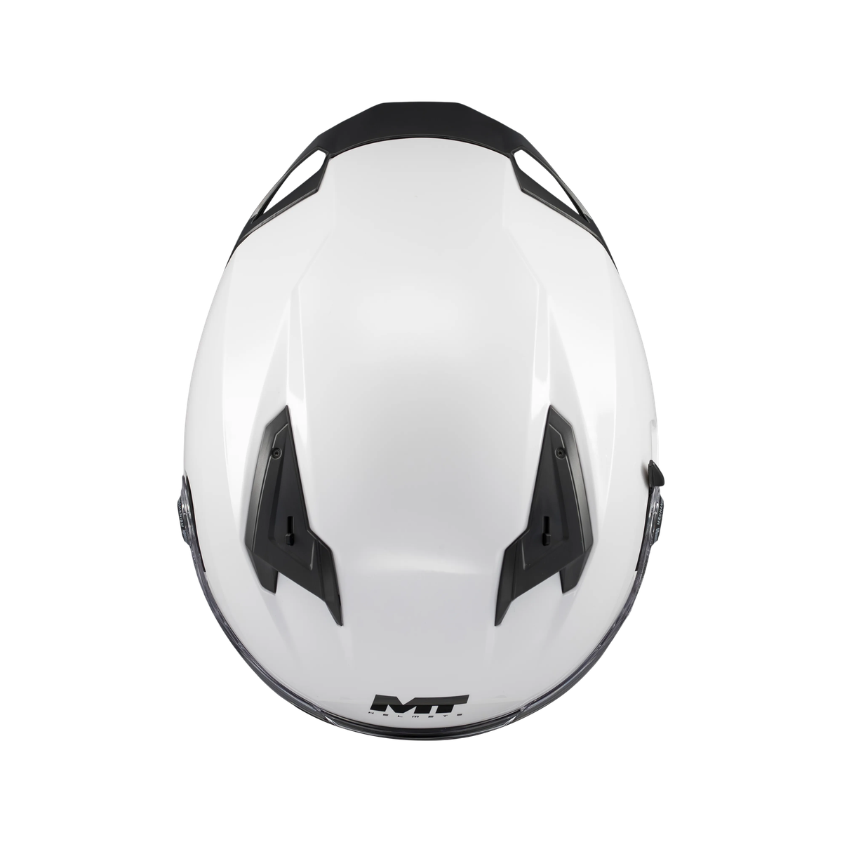Casque intégral MT Braker SV blanc vue de dessus avec extracteurs d'air et ventilations supérieures