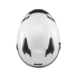 Casque intégral MT Braker SV blanc vue de dessus avec extracteurs d'air et ventilations supérieures