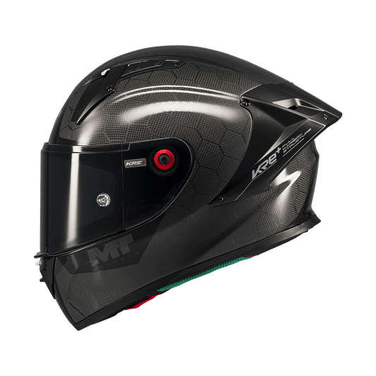 Casque intégral MT KRE+ S Pure noir gloss de profil gauche, texture fibre composite visible - LE PRATIQUE DU MOTARD