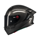 Casque intégral MT KRE+ S Pure noir gloss de profil gauche, texture fibre composite visible - LE PRATIQUE DU MOTARD