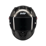 Casque intégral MT KRE+ S Pure noir gloss de face, écran fumé et ventilations frontales