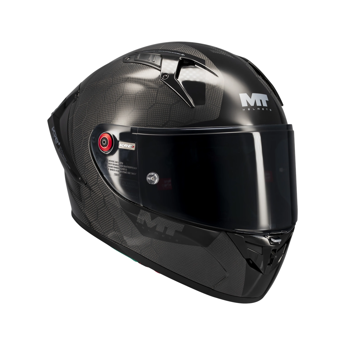 Casque intégral composite MT KRE+ S Pure noir gloss de profil droit, spoiler et aérations