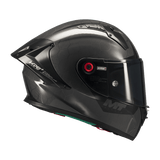 Casque intégral MT KRE+ S Pure noir gloss de trois-quarts arrière, tressage des fibres composites