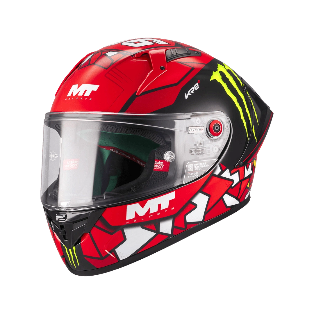 Casque intégral MT KRE+ S Piqueras replica Moto3 rouge et noir de profil gauche - LE PRATIQUE DU MOTARD