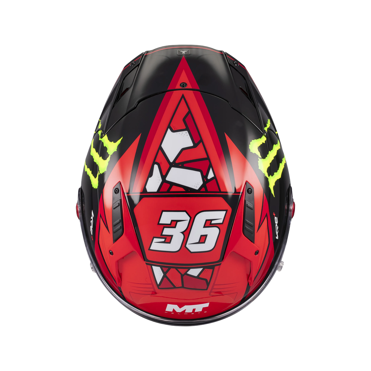 Casque intégral MT KRE+ S Piqueras vue de dessus, numéro 36 et aérations supérieures