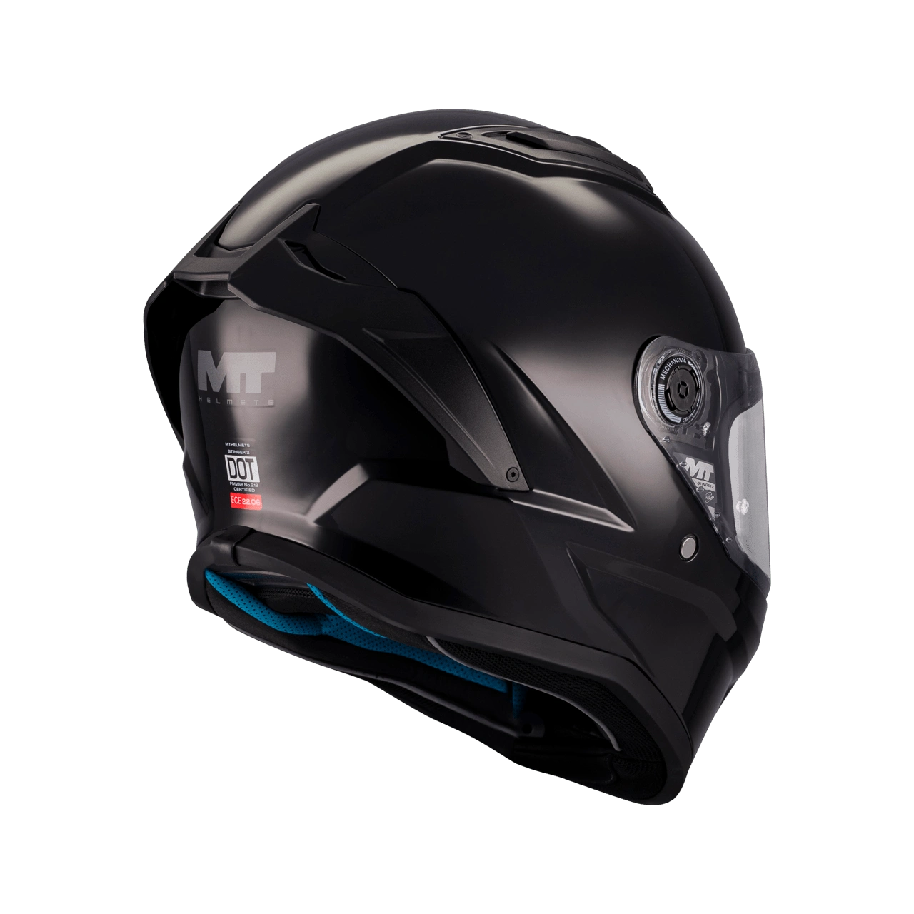 Casque intégral enfant MT Stinger 2 Kids noir mat arrière trois-quarts avec aérateurs