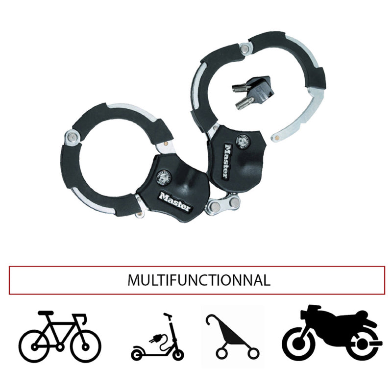 Antivol Velo / Trottinette A Menotte Masterlock Street Cuff L36 Cm - Livre Avec 4 Cles - Niveau Securite 9
