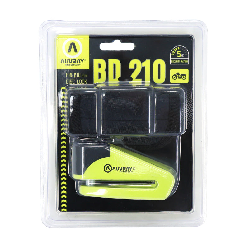 Antivol Bloque Disque Auvray Bd210 (Diam 10Mm) Jaune Avec Pochette