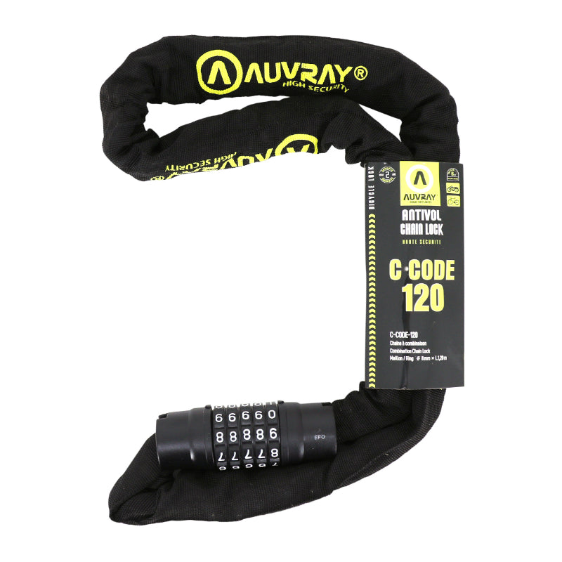 Antivol A Chaine Auvray C-Code A Combinaison 1.20 M Maillon Diam 8 Mm