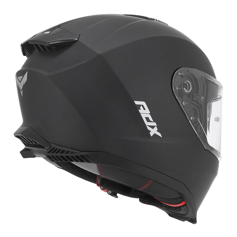 Casque intégral ADX AI500 Noir Mat — vue trois-quarts arrière, côté droit